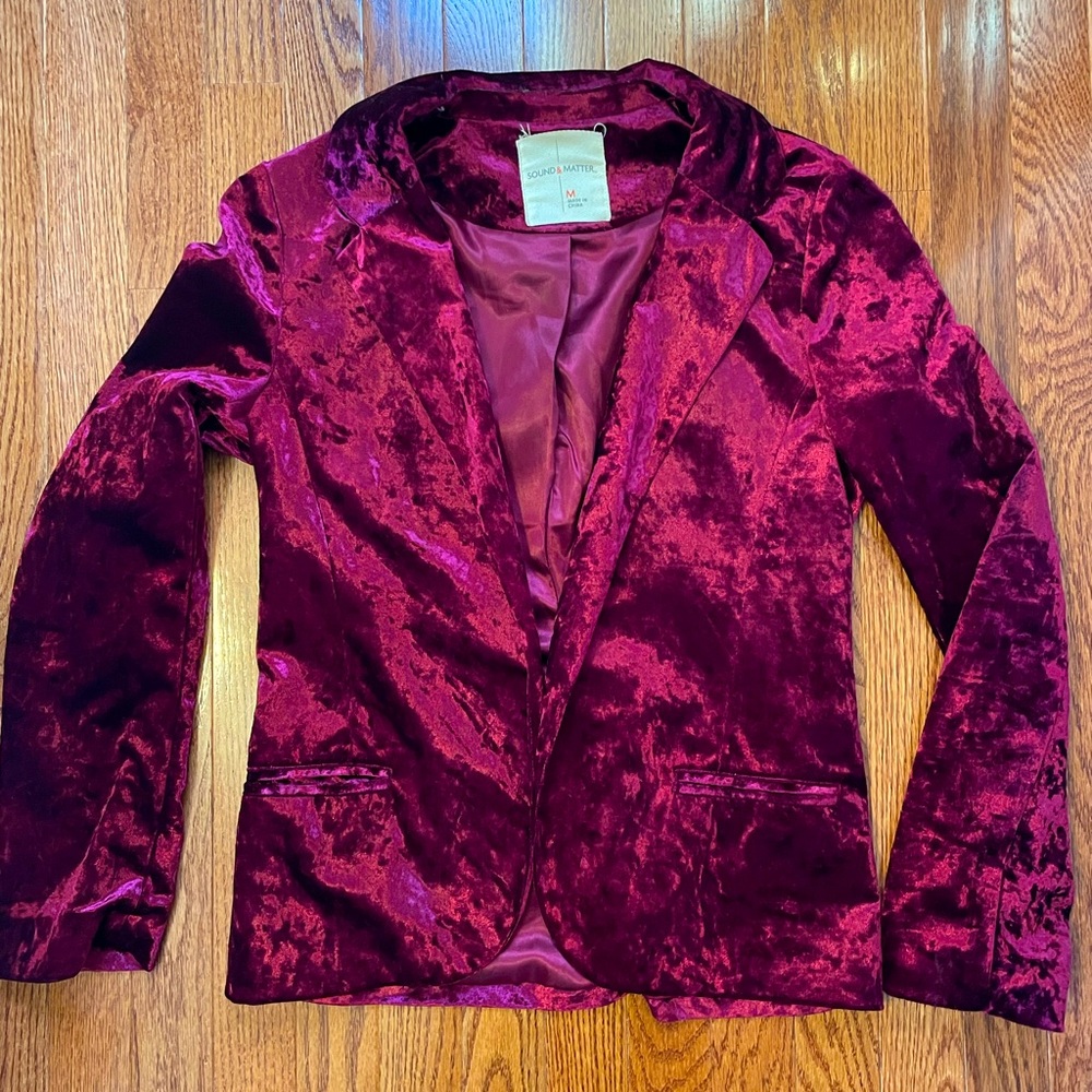 Sound & Matter Red Crushed Velvet Blazer